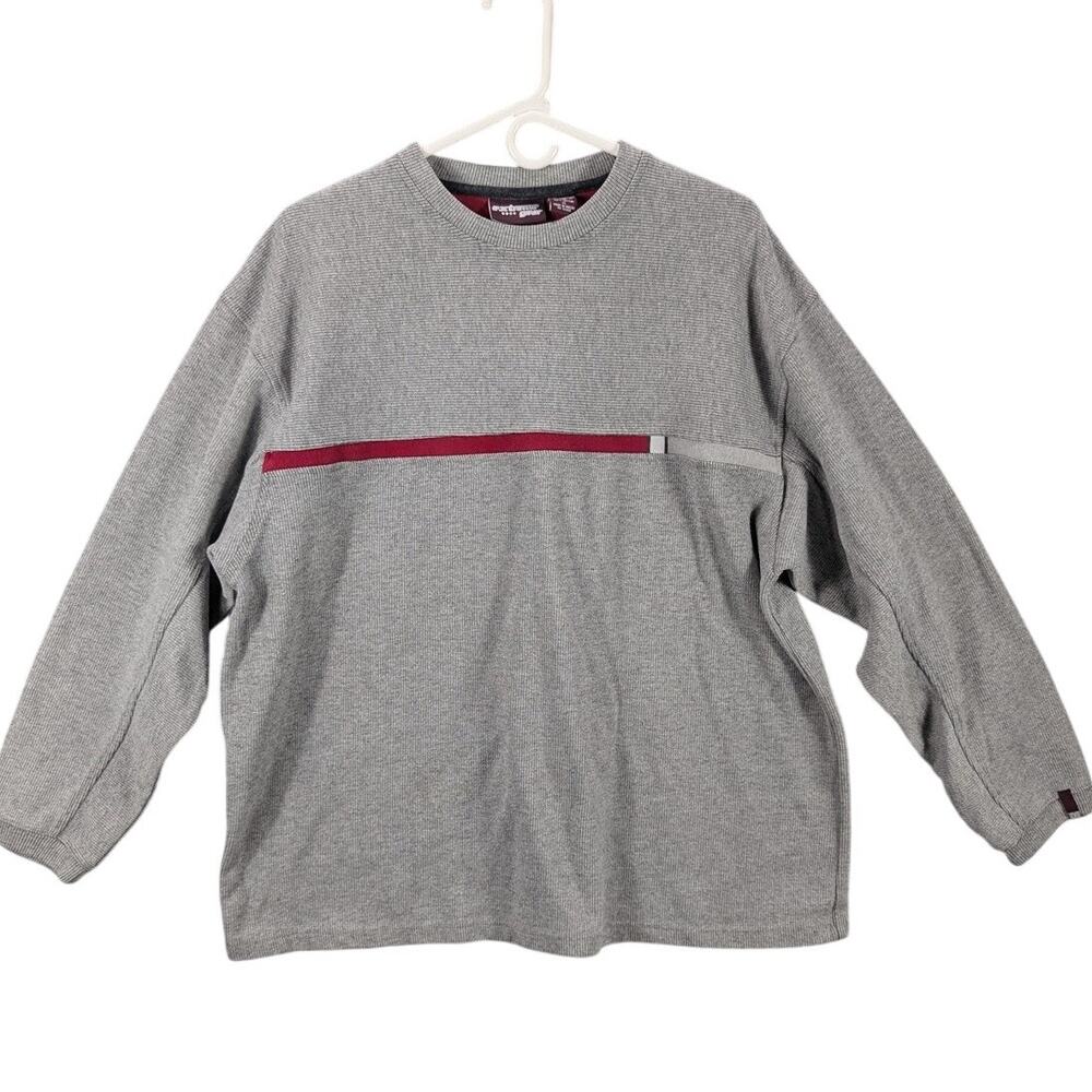Extreme Gear Sweater Mens XL Gray Crewneck Pullover Red Stripe Casual 90s Grunge